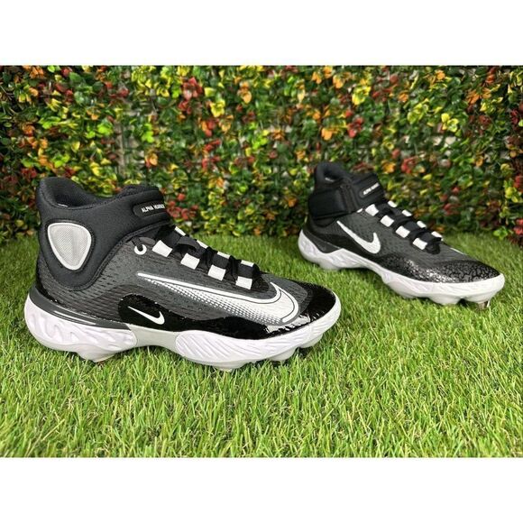 7 Nike Alpha Huarache Elite 4 Mid Black Baseball Cleats Shoes DJ6520-011 Men's 7 - Picture 4 of 9